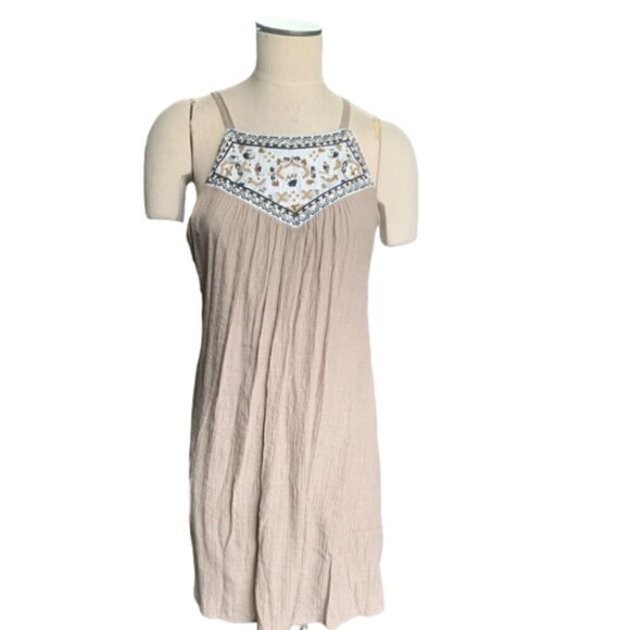 Luxology Sleeveless Gauze Mini Dress Embroidered Beaded Sequin Sz M 32C - Picture 1 of 9